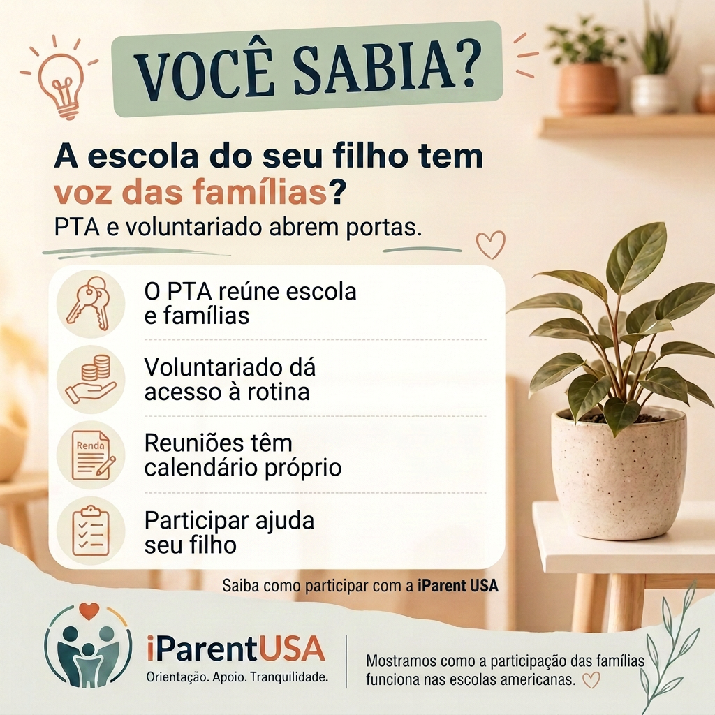Ilustração de pais participando de uma reunião escolar do PTA