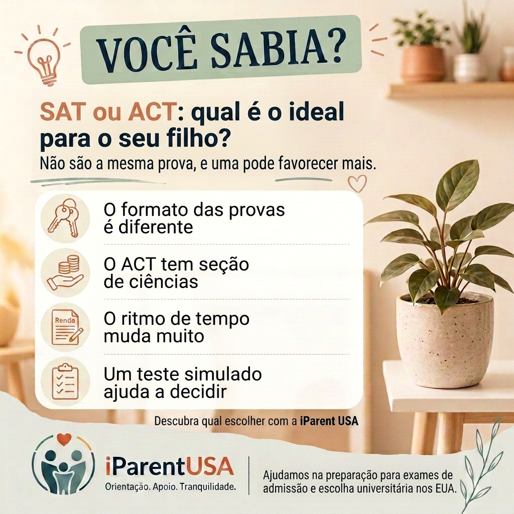 Estudante concentrado revisando material de preparação para SAT e ACT