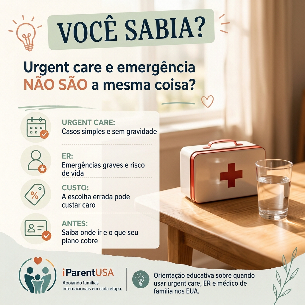 Placa de entrada de uma clínica de urgent care nos Estados Unidos
