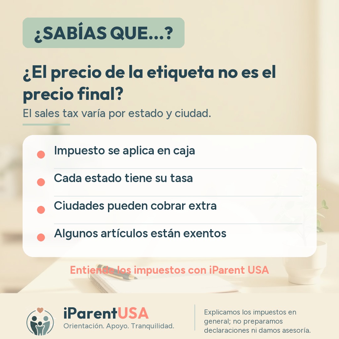 Ilustración de un recibo de compra mostrando el subtotal y el sales tax agregado al monto final