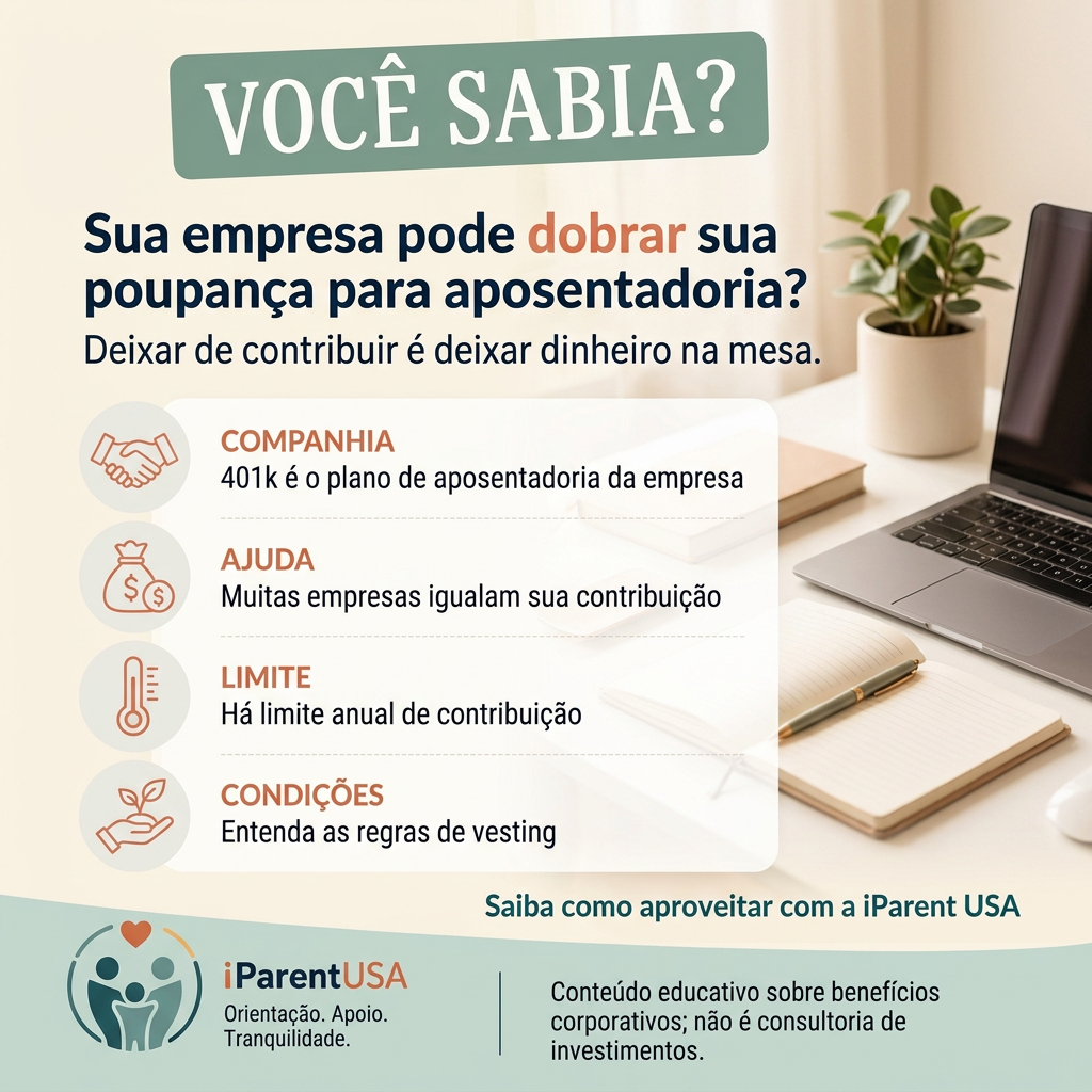 Ilustração de um cofrinho com moedas crescendo ao lado do símbolo de um gráfico de aposentadoria 401k