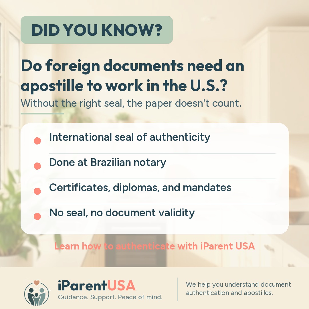 Illustration of an official document with an apostille seal and authentication stamp