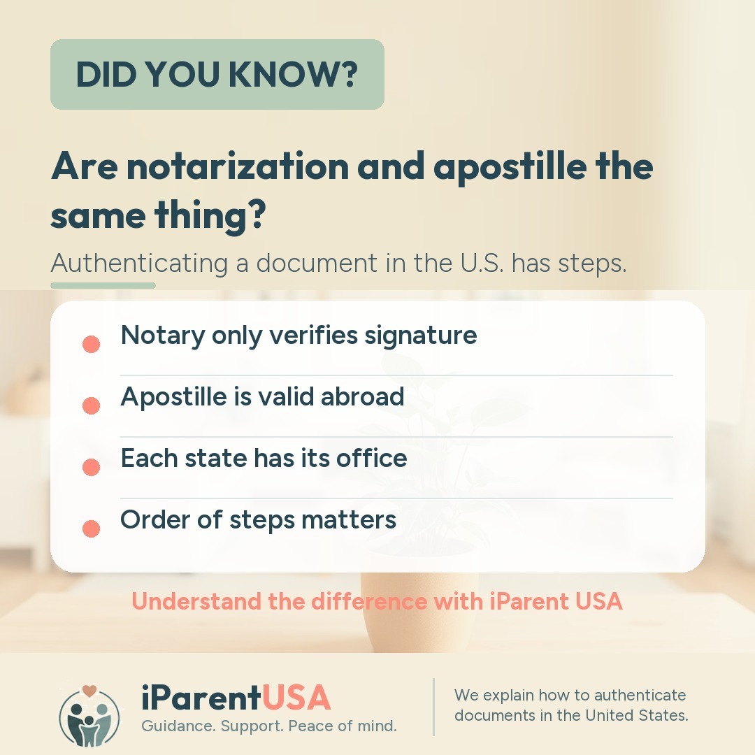 Illustration of official documents being stamped and authenticated in the United States
