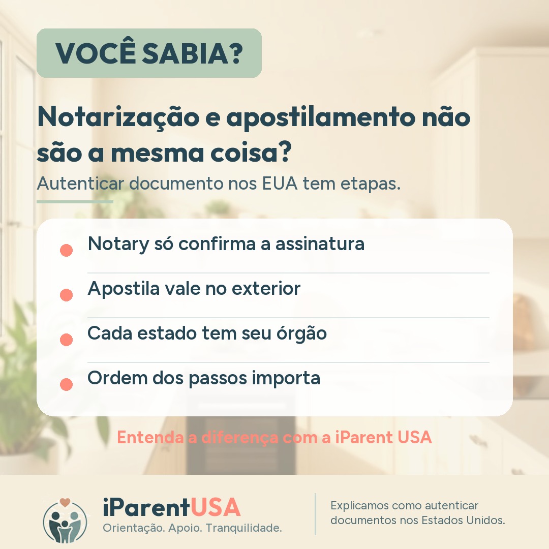 Ilustração de documentos sendo carimbados e autenticados para uso oficial nos EUA