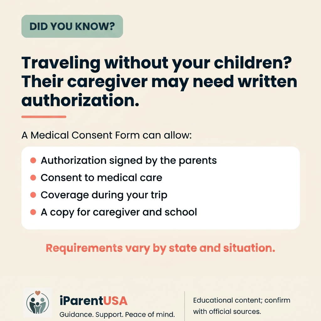 Parent filling out a medical authorization form at the kitchen table