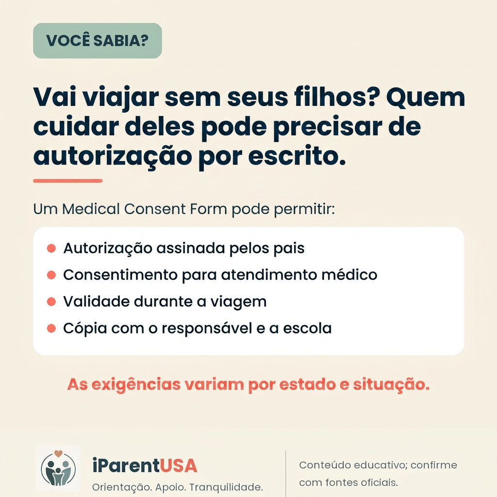 Pai preenchendo um formulário de autorização médica sobre a mesa da cozinha