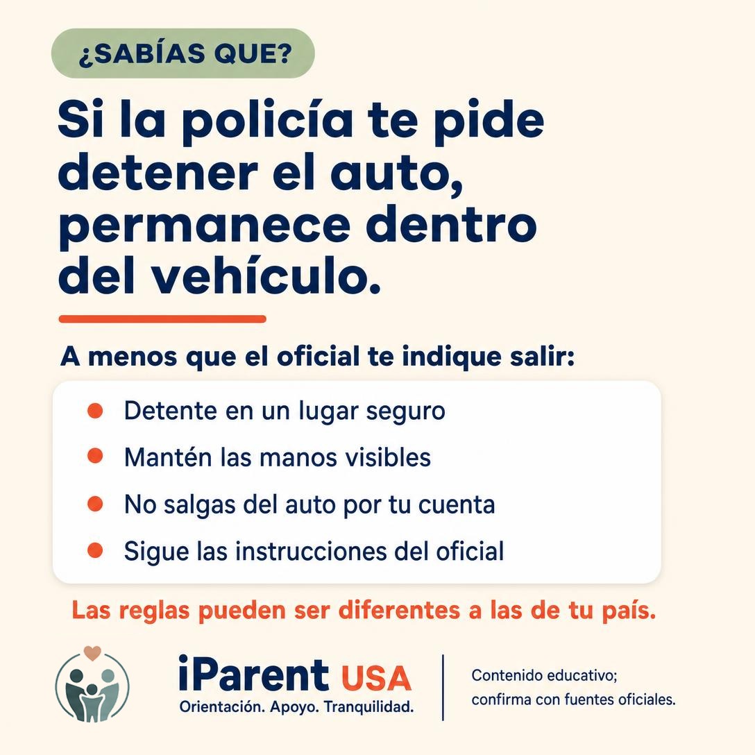 Auto detenido en el arcén con las luces de una patrulla policial al fondo