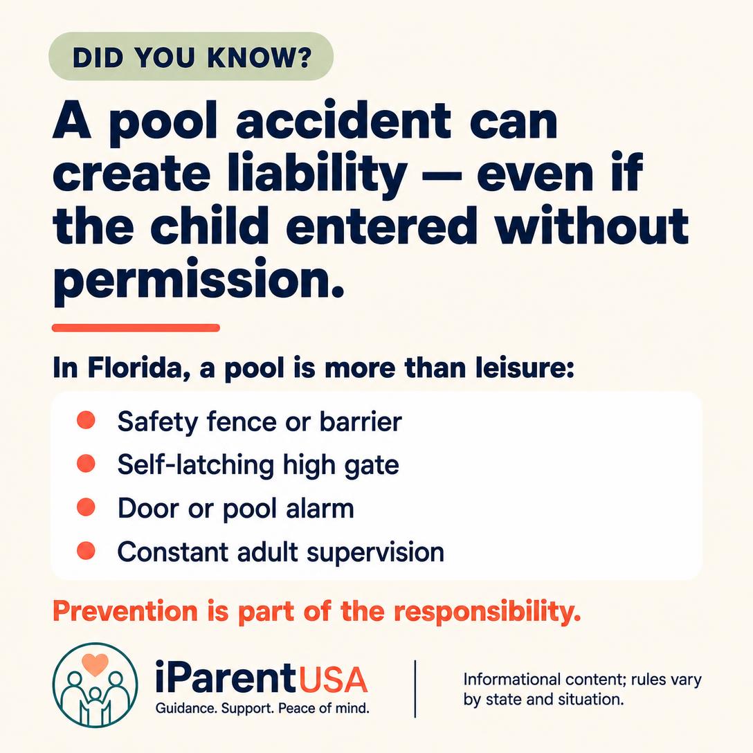 Residential pool surrounded by a safety fence in a Florida backyard