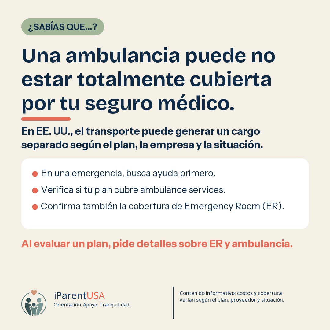 Ambulancia estacionada frente a la entrada de emergencias de un hospital estadounidense