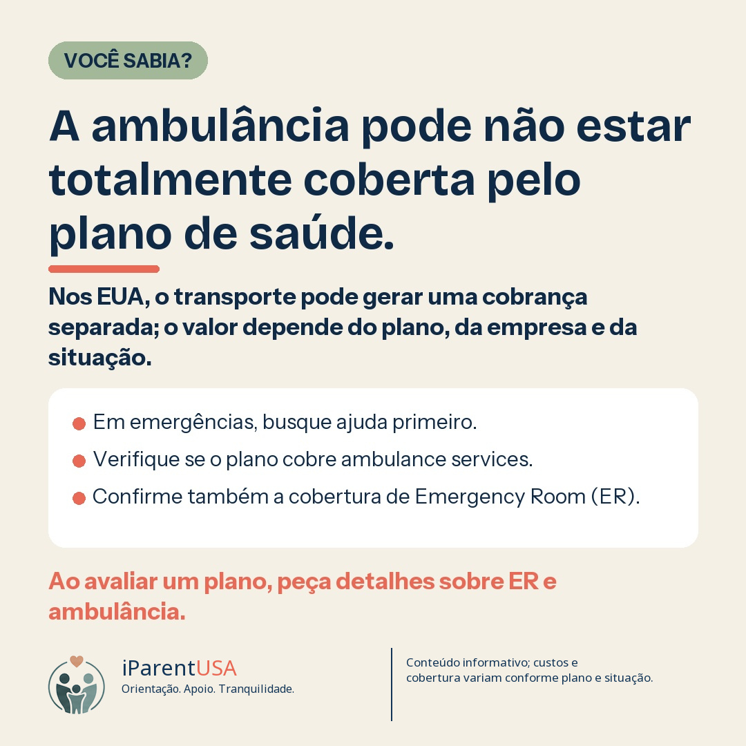 Ambulância estacionada em frente à entrada de emergência de um hospital americano