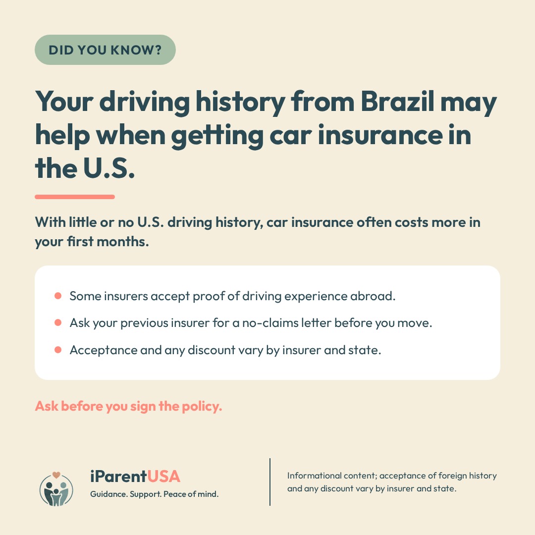 Family newly arrived in the United States comparing car insurance quotes