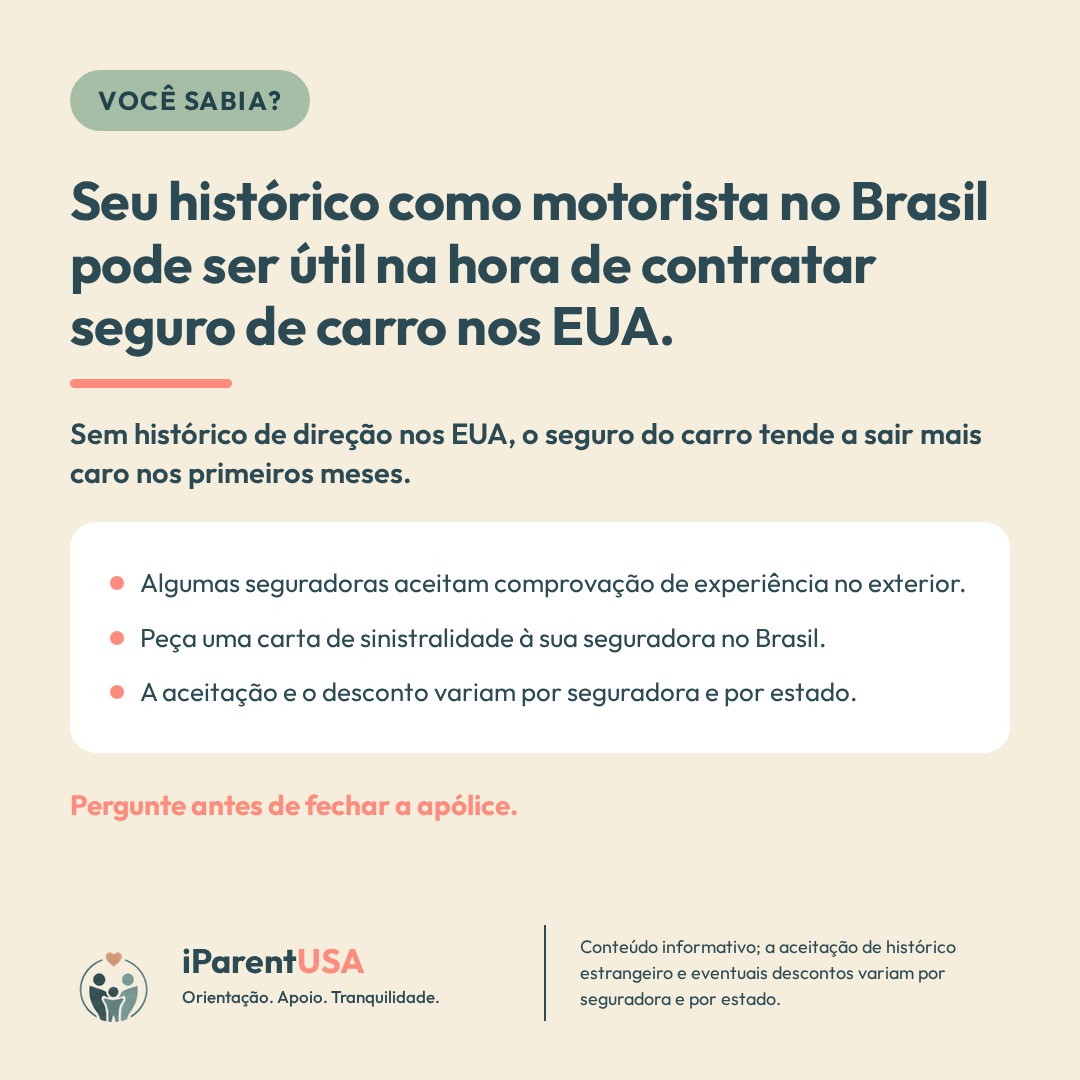 Família recém-chegada aos Estados Unidos comparando cotações de seguro de carro