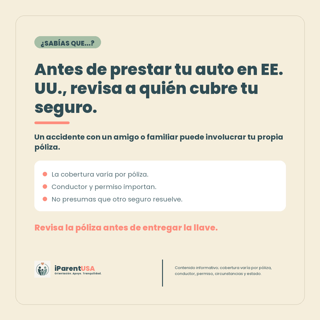 Familia revisando una póliza de seguro antes de prestar el auto en Estados Unidos
