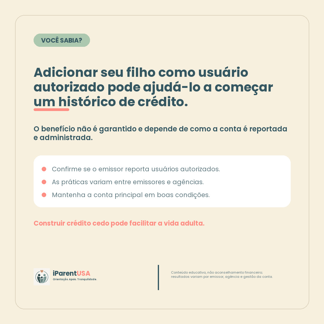 Responsável e filho aprendendo sobre cartão de crédito e histórico de crédito nos Estados Unidos